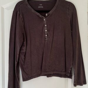 Aerie Women's Button Down Shirt - Charcoal